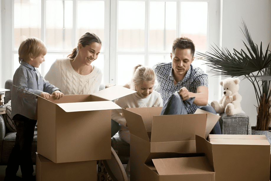 A family is moving into their new home.